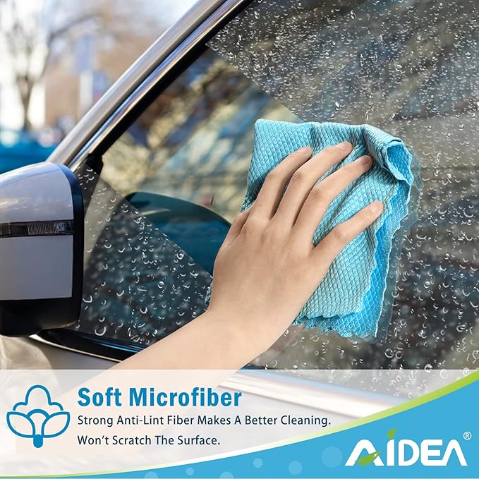 AIDEA Microfiber Cleaning Cloths, 8PK-Multi-Purpose Cleaning Cloth, Microfiber Polishing Cleaning Cloth, Window Cleaning Cloth, Lint Free Streak-Free Glass Cleaning Cloths-12“x12”
