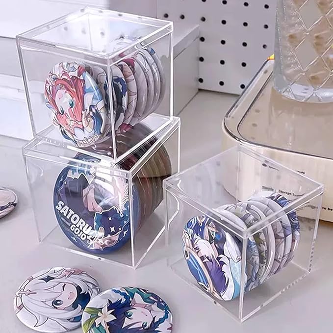 Acrylic Box with Lid 2 Pieces 4*4*4 Inch Clear Square Cube Plastic Decorative Boxes Clear Display Box Candy Jewelry Storage Boxes Organize Containers for Birthday Valentine's Day Party Favor