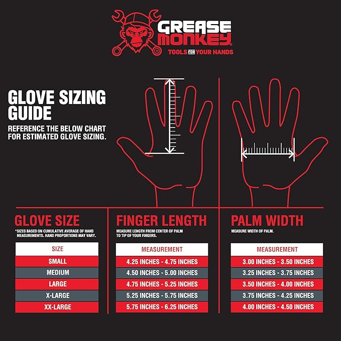 Grease Monkey Work Gloves, Men's Nitrile All Purpose Gloves with Grip for Construction, Safety, Mechanics, Touchscreen