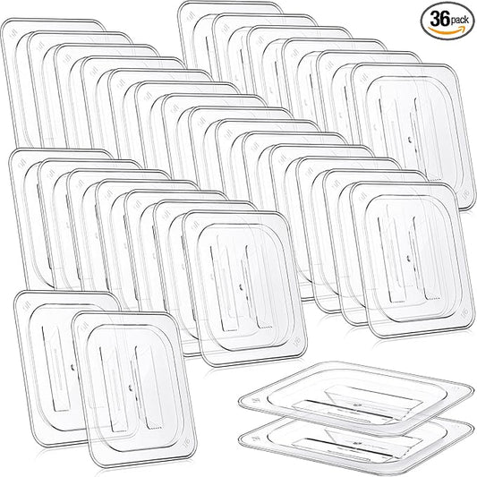 Hoolerry 36 Pcs Food Pan Lid with Handle Polycarbonate 1/6 Size Hotel Pan Cover Clear Lid for Restaurant Commercial Food Container and Storage