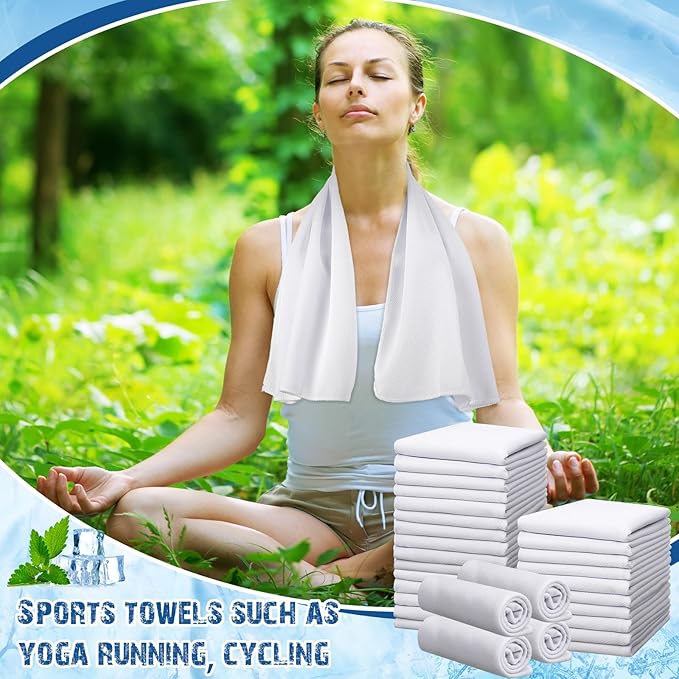 100 Pack Cooling Towel - Microfiber Cold Sports Sweat Rags Neck & Face Breathable Ice Chilly Towel for Gym Yoga Golf Workout Beach Accessories