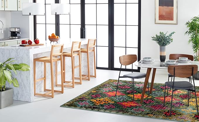 SAFAVIEH Monaco Collection Area Rug - 8' x 10', Green & Multi, Boho Diamond Trellis Design, Non-Shedding & Easy Care, Ideal for High Traffic Areas in Living Room, Bedroom (MNC244G)