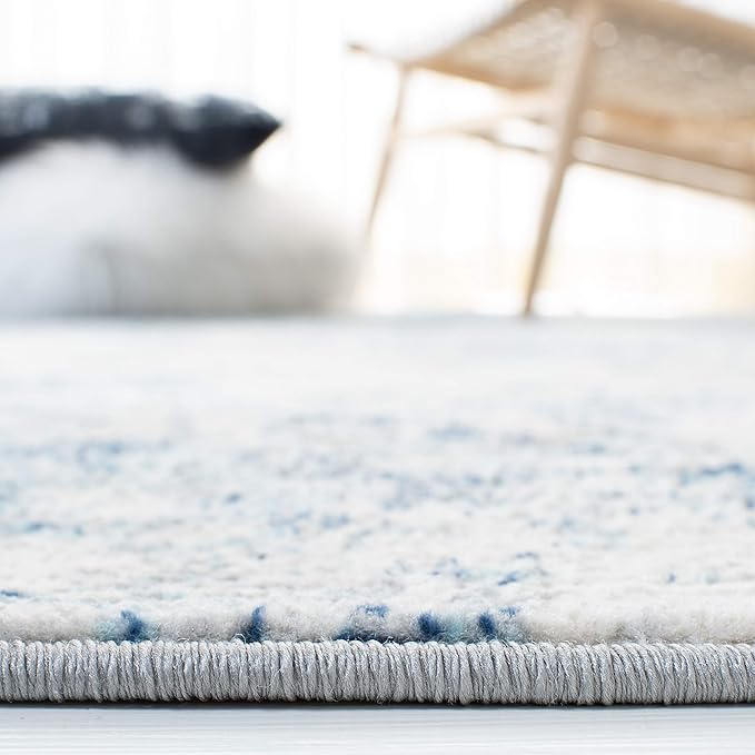 SAFAVIEH Brentwood Collection Runner Rug - 2' x 10', Ivory & Navy, Modern Abstract Design, Non-Shedding & Easy Care, Ideal for High Traffic Areas in Living Room, Bedroom (BNT822B)