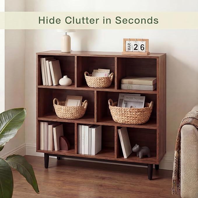Set of 3 Wicker Storage Baskets for Organizing - Woven Decorative Baskets with Handles - Organizers for Bathroom, Kitchen, and Shelves (Natural)
