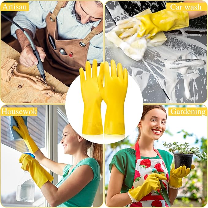 Rubber Reusable Gloves Long Household Dishwashing Gloves Kitchen Cleaning for Dishes Clean Gardening