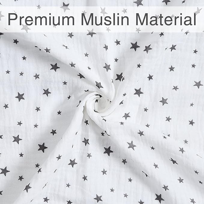Meracorallo Muslin Swaddle Blanket, 100% Cotton Receiving Blanket Soft and Breathable Swaddle Wrap for Baby Boys and Girls, Star