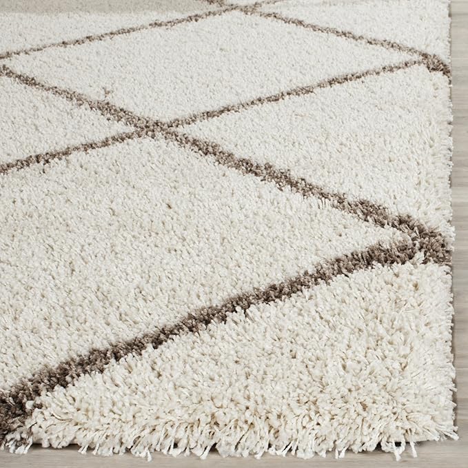 SAFAVIEH Hudson Shag Collection Accent Rug - 2'3" x 3'9", Grey & Ivory, Trellis Design, Non-Shedding & Easy Care, 2-inch Thick Ideal for High Traffic Areas in Foyer, Living Room, Bedroom (SGH281B)
