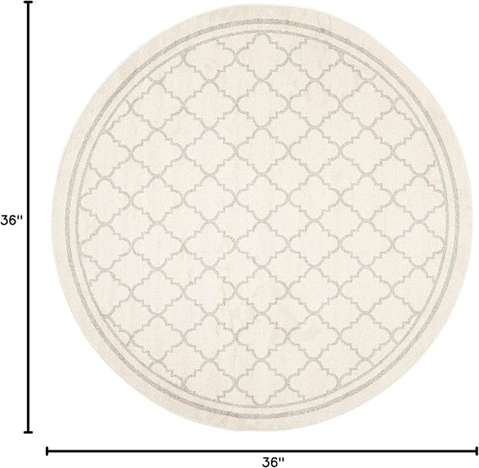 SAFAVIEH Amherst Collection 3' Round Beige/Light Grey AMT422E Moroccan Trellis Non-Shedding Living Room Bedroom Area Rug