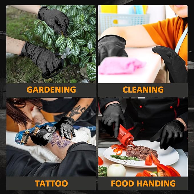 Working Nitrile Gloves, 10 Mil Thick, 3D Diamond Texture, Puncture&Tear Resistant, Latex Free Powder Free,100 Count