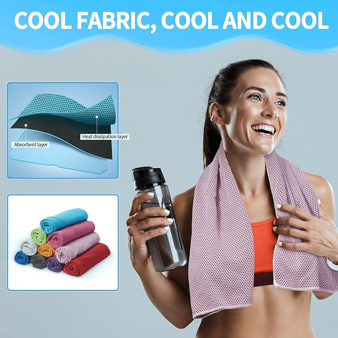 Cooling Towel Bulk - Neck & Face Cool Chilly Towels Microfiber Breathable Sport Sweat Rag for Gym, Yoga, Travel, Camping, Running, Outdoor