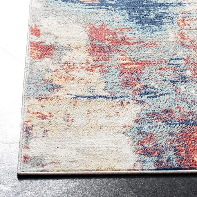 SAFAVIEH Jasper Collection X-Large Area Rug - 12' x 15', Grey & Red, Modern Abstract Design, Non-Shedding & Easy Care, Ideal for High Traffic Areas in Living Room, Bedroom (JSP101C)