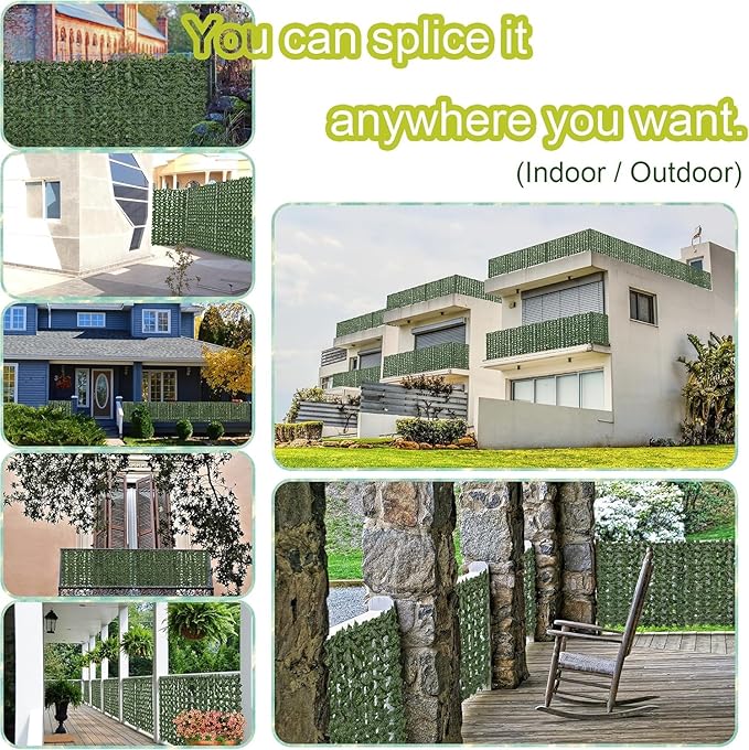Artificial Ivy Privacy Fence Screen: 120 "x 60" (50 Sqft) Anti-Ultraviolet Artificial Hedge Grass Wall, Used for Indoor and Outdoor Green Background, Garden Greening Decoration