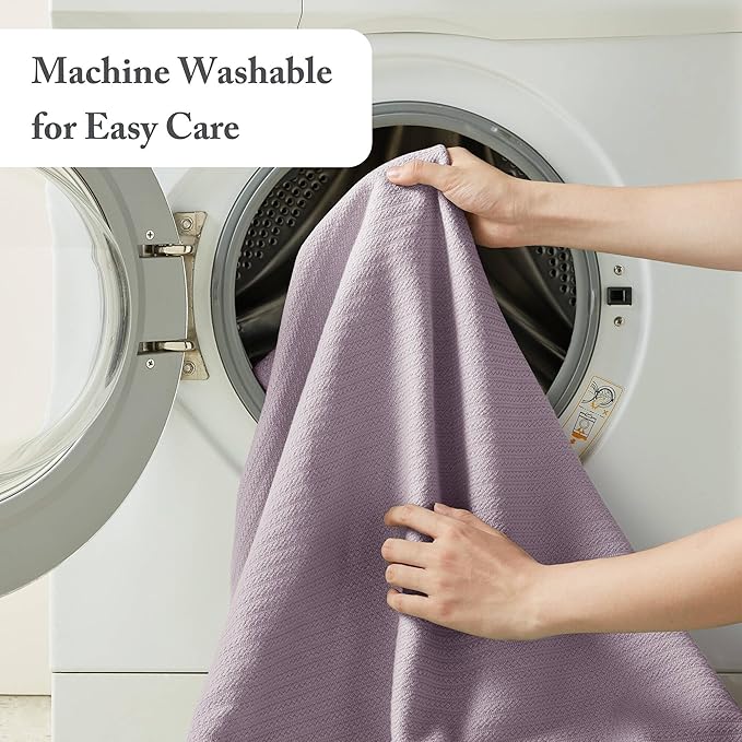 Madison Park Liquid Cotton Blanket Breathable, Softer Ring Spun Weave, Diamond Motif, Luxurious 100% Cotton All Seasons Lightweight Summer Blanket for Bed, Couch, Office, Lilac, Full/Queen