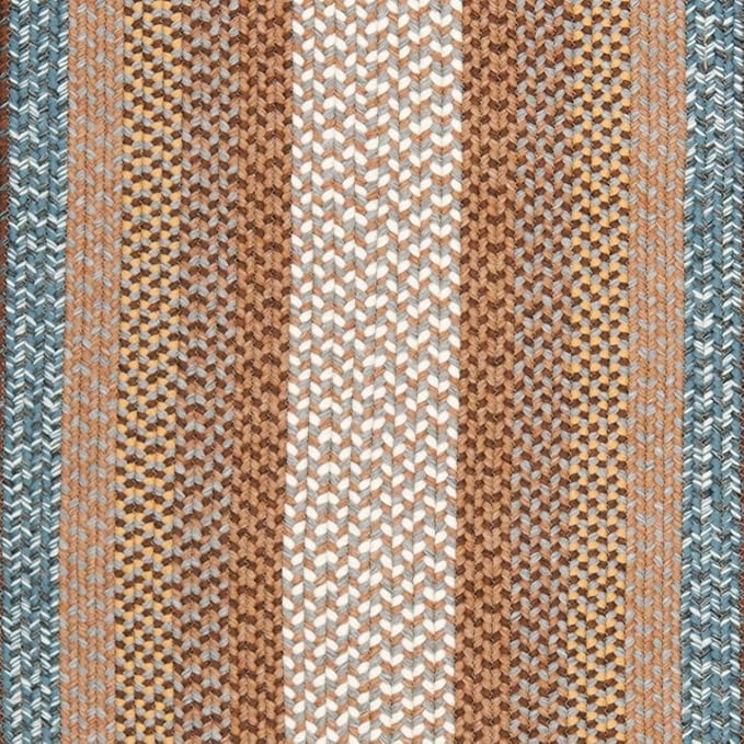 SAFAVIEH Washable Rug Outdoor Braided Collection - 6' x 8' Oval, Brown & Multi, Handmade & Reversible, Non-Shedding & Easy to Clean, Ideal for Patio, Backyard, Mudroom (BRD313A)