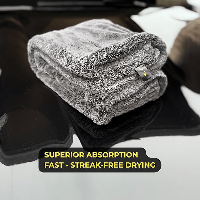 2000GSM Car Drying Towel – Sleek Max Dry 2K (20"x31") Ultra Plush Twist Loop Microfiber for Fast, Streak-Free Drying