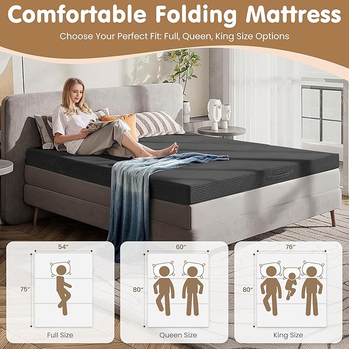 Convertible Sofa Bed King,5-in-1 Folding Boneless Couch Corduroy Futon Sofa Bed,Tri-Fold Mattress with Removable Armrests & Handle,Sleeper with Pull Out Bed for Small Space Living Room Bedroom