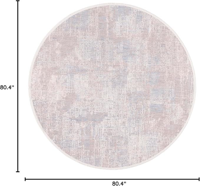 SAFAVIEH Marmara Collection Area Rug - 6'7" Round, Grey & Beige Blue, Modern Design, Non-Shedding & Easy Care, Ideal for High Traffic Areas in Living Room, Bedroom (MRM314F)