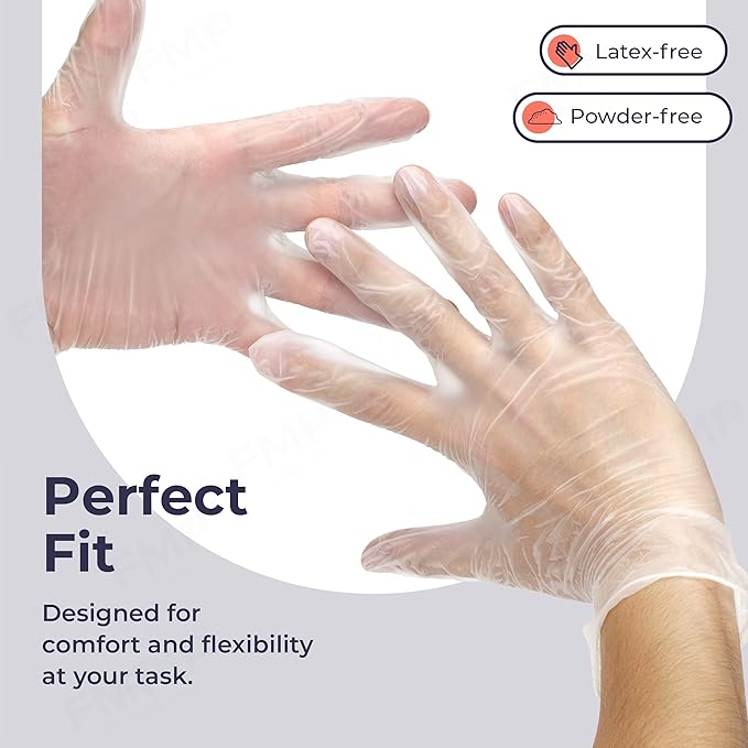 Fit Meal Prep 1000 Pack Disposable Latex Free Large Vinyl Food Prep Gloves - Powder Free, Ideal for Kitchen, Bathroom, Household, Gardening