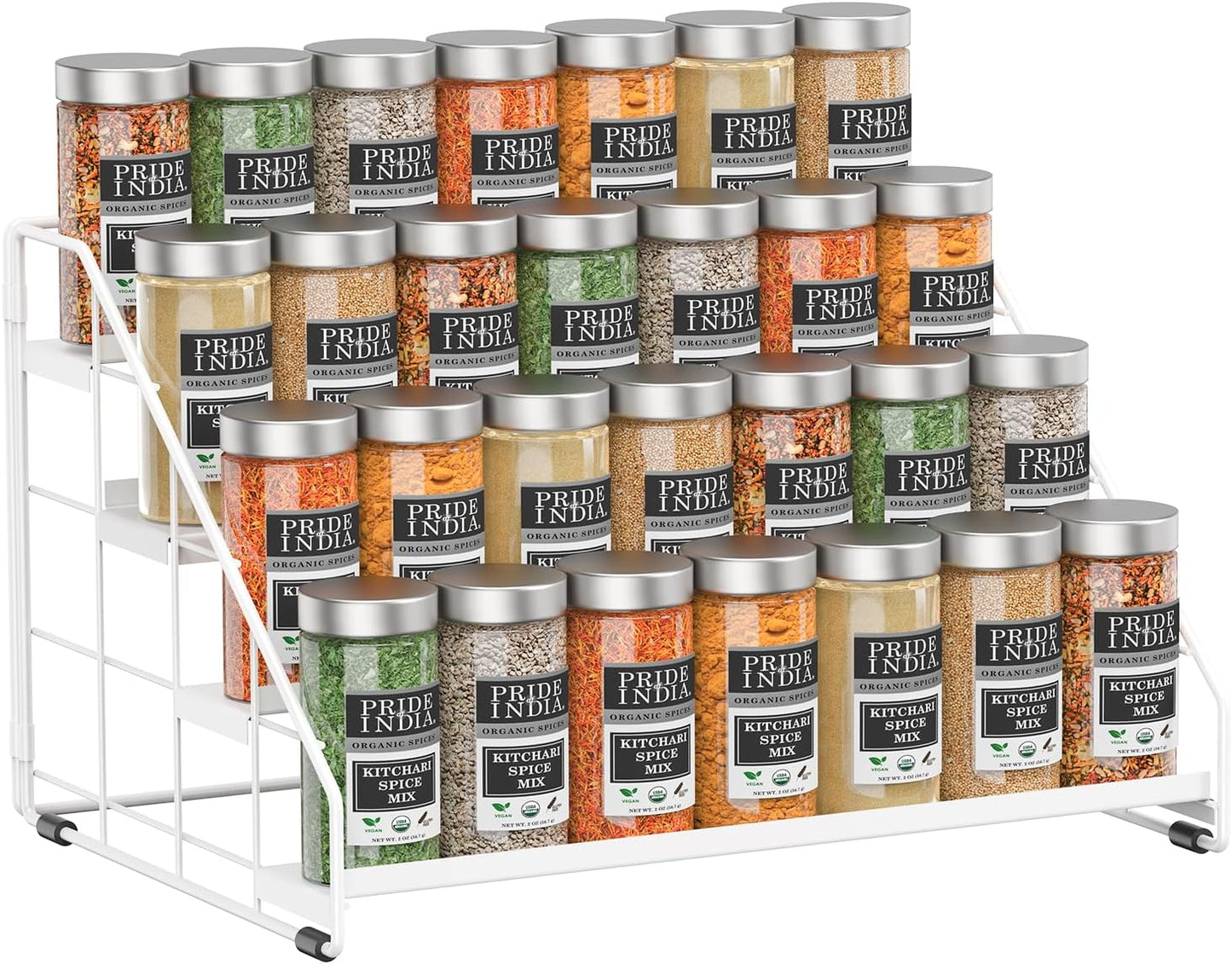 4-Tier Adjustable Spice Rack Organizer for Cabinet & Pantry — Space-Saving Tiered Shelf | Nestify