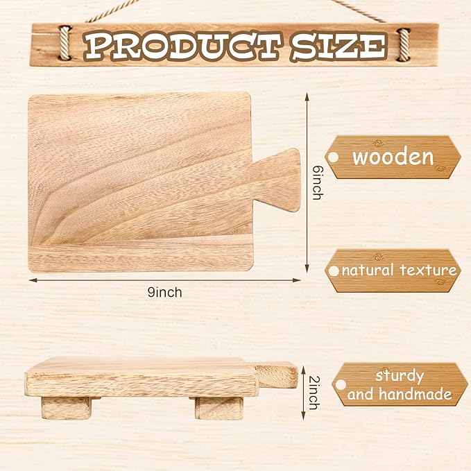 Wood Pedestal Stand Riser Wood Footed Tray for Bathroom Home Kitchen Wooden Soap Holder for Bottles Plant Makeup Tissues Candles Guest Jewelry Soap(Classic Color, 1.57 x 6 x 9 Inch)