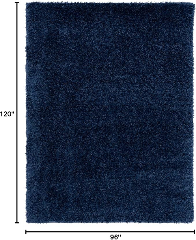 SAFAVIEH Area Rug 8x10 - Lindsay Shag Collection - Large - Navy, Non-Shedding & Easy Cleaning, Ultra Plush Thick Pile, Ideal for Living Room, Bedroom, Dining Space (LNS560N)