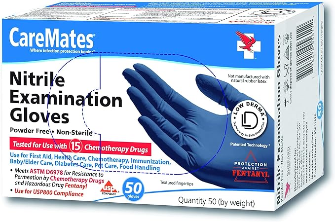 Nitrile Medical Exam Gloves, Latex Free Rubber, Powder Free, Extra Strong, 4 Mil Thick, Certified for Home Infusion, First Aid, Food Safe, Cleaning Gloves, Large, 300-Count