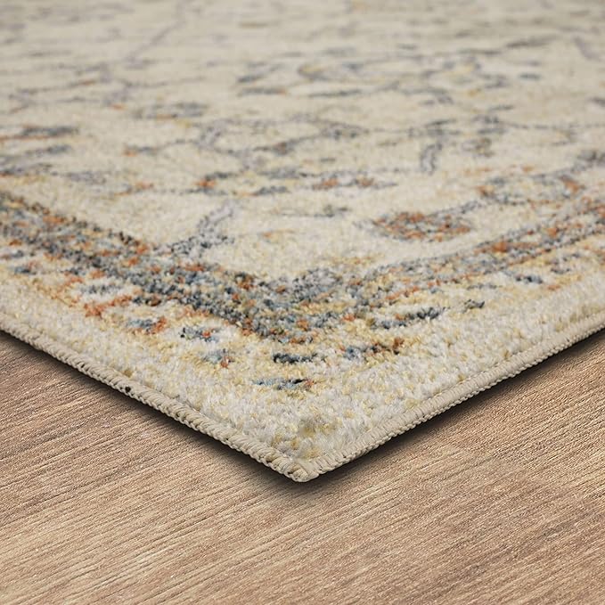 Mohawk Home Garrett Floral Ornamental Cream 2' x 8' Area Rug Perfect for Living Room, Dining Room, Office