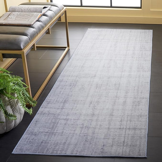 SAFAVIEH Washable Rug Tacoma Collection - 2'6" x 6' Runner, Light Grey & Grey, Slip Resistant & Easy to Clean, Ideal for Hallway, Foyer, Entryway, Bedroom (TAC857F)