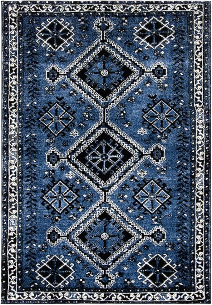 SAFAVIEH Area Rug 8x10 - Vintage Hamadan Collection - Large - Blue & Black, Oriental Distressed Design, Non-Shedding & Easy Cleaning, Ideal for Living Room, Bedroom, Office, Dining Space (VTH293M)