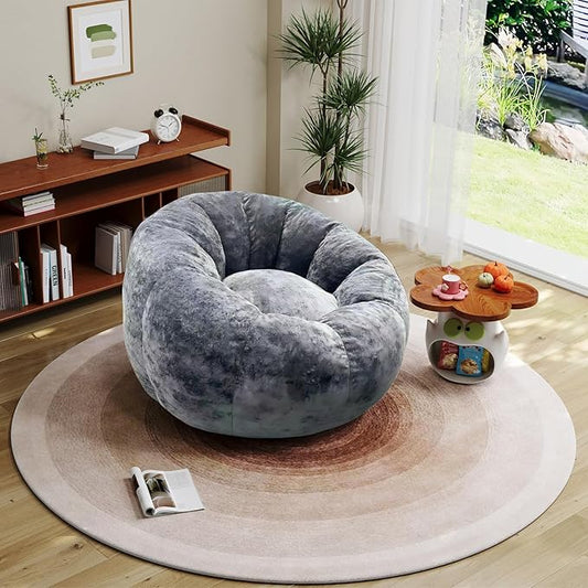 Bean Bag Chairs Large Bean Bag Couch for Adults Stuffed Sofa Chair Comfy Giant Bean Bag Chair with Spacious Design for Reading, Playing or Relaxing, Grey