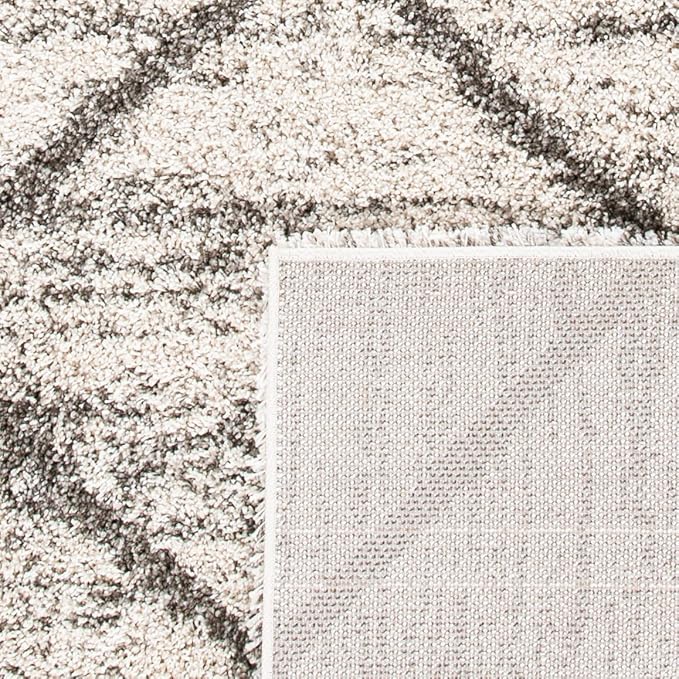 SAFAVIEH Hudson Shag Collection Area Rug - 5' Square, Grey & Beige, Modern Trellis Design, Non-Shedding & Easy Care, 2-inch Thick Ideal for High Traffic Areas in Living Room, Bedroom (SGH281J)