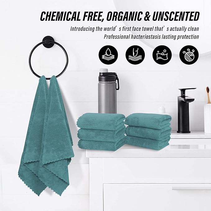 18 Pack Premium Hand Towels - Quick Drying - Microfiber Coral Velvet Highly Absorbent Towels - Multipurpose Use as Hotel, Bathroom, Shower, Spa, Hand Towel 16 x 28 inches (Teal)