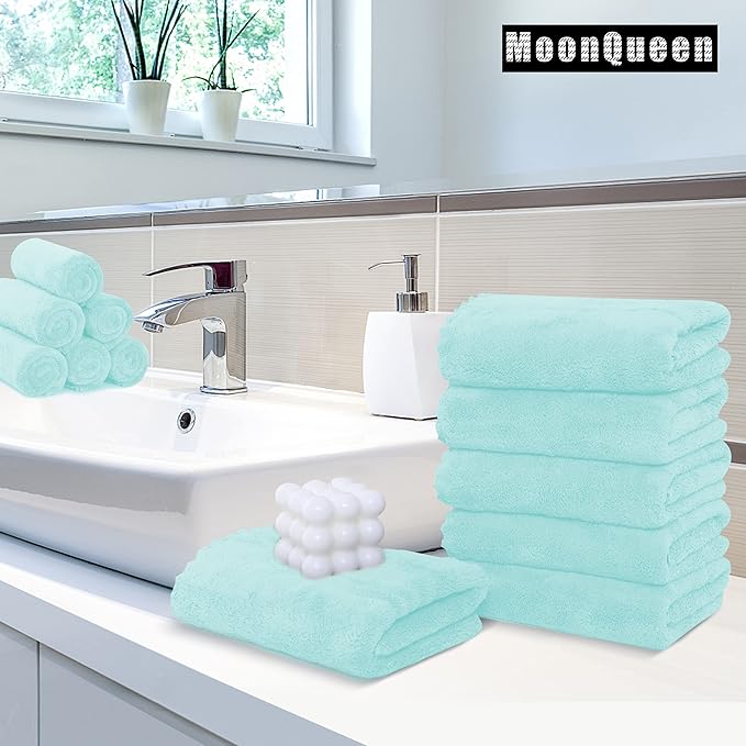 18 Pack Premium Hand Towels - Quick Drying - Microfiber Coral Velvet Highly Absorbent Towels - Multipurpose Use as Hotel, Bathroom, Shower, Spa, Hand Towel 16 x 28 inches (Frozen Blue)