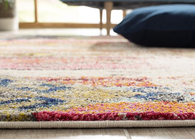 SAFAVIEH Monaco Collection X-Large Area Rug - 12' x 18', Light Grey & Multi, Tribal Distressed Design, Non-Shedding & Easy Care, Ideal for High Traffic Areas in Living Room, Bedroom (MNC222G)