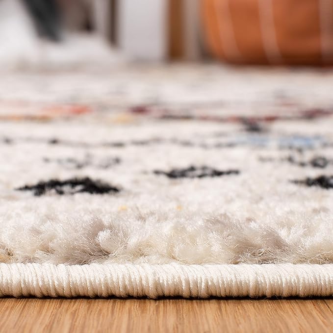 SAFAVIEH Amsterdam Collection Area Rug - 6'7" x 9'2", Ivory & Multi, Moroccan Boho Design, Non-Shedding & Easy Care, Ideal for High Traffic Areas in Living Room, Bedroom (AMS108K)
