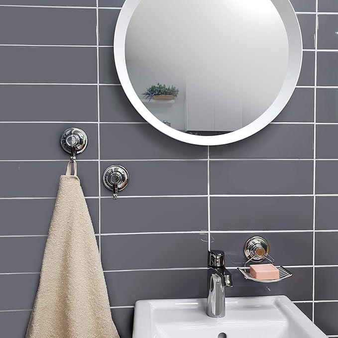 Bath Beyond Suction Cup Hooks (2Pack) - Powerful Vacuum Suction Cup Hooks Utensil Hanger Organizer No Drill Heavy Duty Organizer for Multi Purpose Kitchen, Bathroom, Restroom, Shower