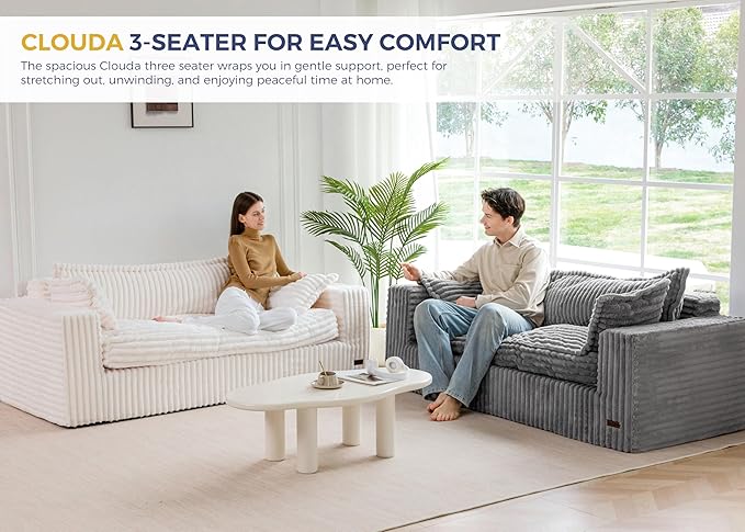 MAXYOYO 76" Bean Bag Sofa Couch, Loveseat Boneless Couch in a Box, Upholstered Small Mini Sofa with Deep Seating for Living Room Bedroom Office Apartment, No Assembly, Dark Grey