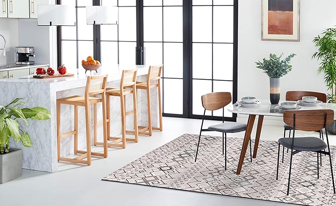SAFAVIEH Amsterdam Collection X-Large Area Rug - 12' x 18', Light Grey & Brown, Moroccan Boho Design, Non-Shedding & Easy Care, Ideal for High Traffic Areas in Living Room, Bedroom (AMS108F)