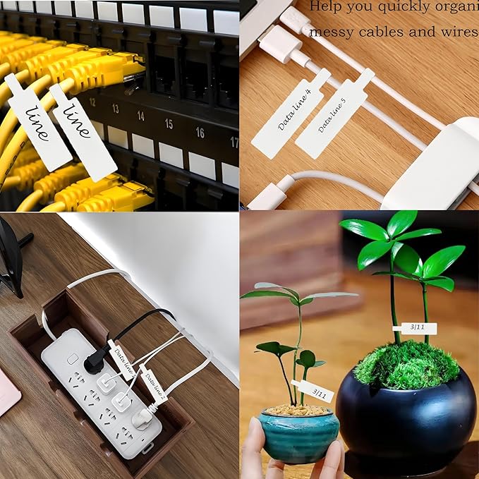 240-Pack Reusable Cable Labels & 6-Inch Black Hook & Loop Ties Bundle - Wire Management System w/Bonus Marker, Water-Resistant Cord Organizer for Home Office, Electronics, Computer Wires