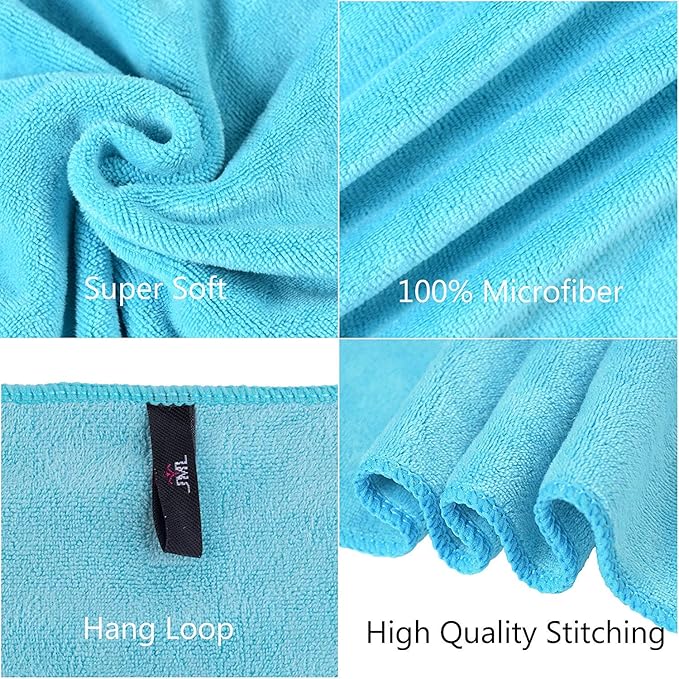 Bath Towel, Microfiber Bath Towels Set 4 Pack (30" x 60") - Large Size, Extra Absorbent, Quick Drying, Multipurpose Use as Bath Fitness Towel, Sports Towels, Yoga Towel, Aquamarine