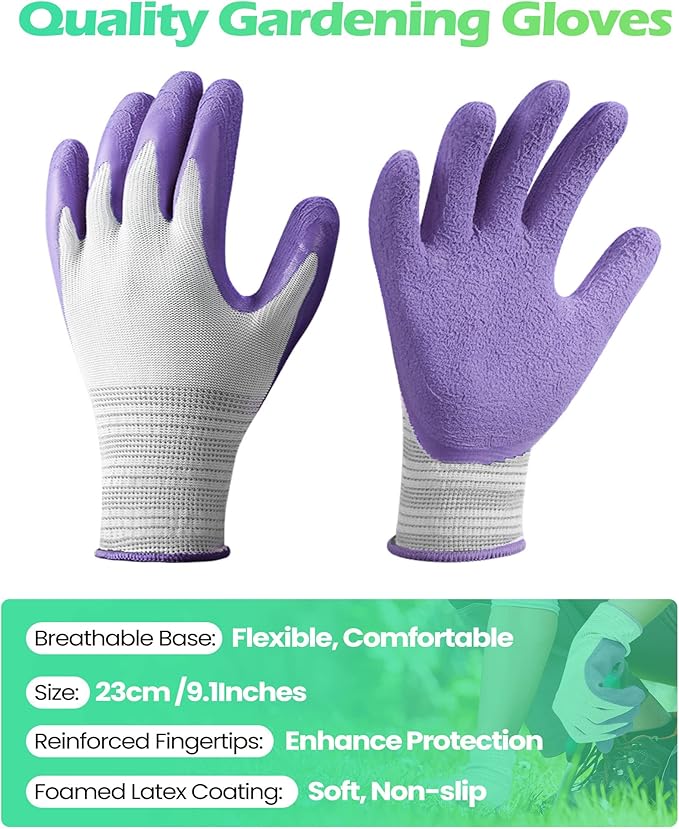 24 Pairs Gardening Gloves Bulk for Women Ladies Breathable Rubber Coated Garden Glove for Yard Outdoor Work with Grip