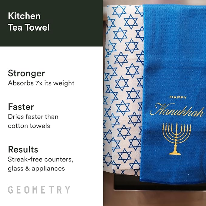 Christmas Kitchen Towels - Quick Dry Microfiber Cloth Dish Towels for Kitchen Drying - Premium Quick Dry Towel (Happy Hanukkah, 1 Pack)