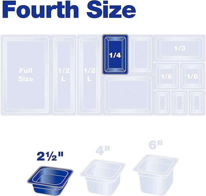 Carlisle FoodService Products Storplus Food Storage Container Food Pan, Chafing Pan for Catering, Buffets, Restaurants, Polycarbonate (Pc), 1/4 Size 2.5 Inches Deep, Clear, (Pack of 6)