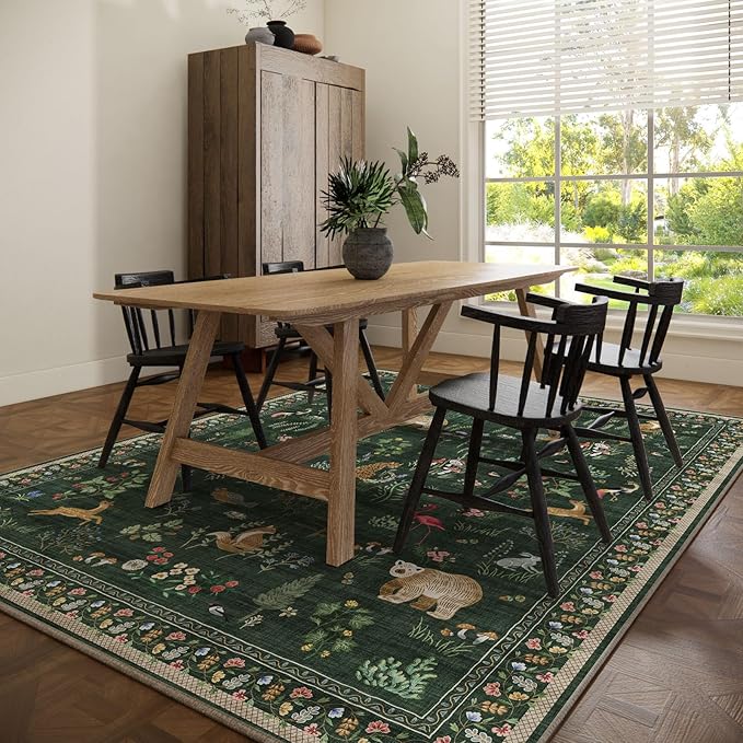 Machine Washable Rug for Living Room: 9x12 Area Rugs for Bedroom Stain Resistant Non Slip Low Pile Soft Lightweight Carpet Rug for Kitchen Dining Room Farmhouse Nursery Kids Room Playroom Indoor