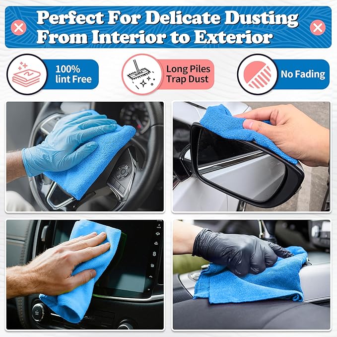 FIXSMITH Shop Towels, Microfiber Cleaning Cloth Bulk, 200 Pack Microfiber Towels for Cars, All-Purpose Absorbent Cleaning Rags, Dust Cloth for Automotive, Mechanic, Garage, Bar, 11.5 x 11.5 inch
