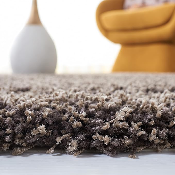 SAFAVIEH Santa Monica Shag Collection 9' x 12' Mushroom SGN725 Solid Non-Shedding Living Room Bedroom Dining Room Entryway Plush 2-inch Thick Area Rug