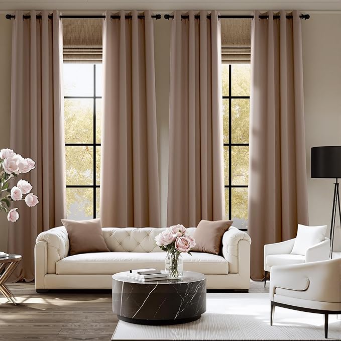 NICETOWN Room Darkening Draperies Curtains Panels, 2 Panels Cappuccino W52 x L63