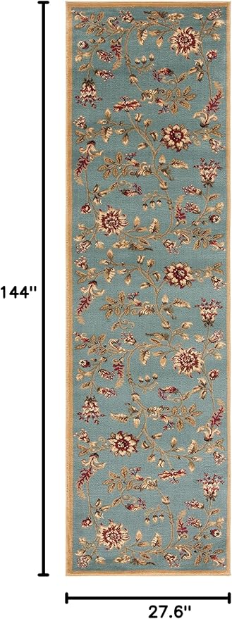 SAFAVIEH Lyndhurst Collection Runner Rug - 2'3" x 12', Blue & Multi, Traditional Floral Design, Non-Shedding & Easy Care, Ideal for High Traffic Areas in Living Room, Bedroom (LNH552-6591)