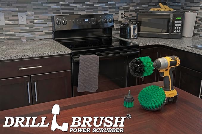 New Quick Change Shaft Bathroom Power Scrub Brush Tile and Grout Kit by Drillbrush