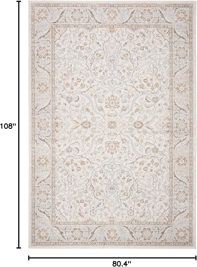 SAFAVIEH Isabella Collection Area Rug - 6'7" x 9', Cream & Beige, Oriental Design, Non-Shedding & Easy Care, Ideal for High Traffic Areas in Living Room, Bedroom (ISA912A)
